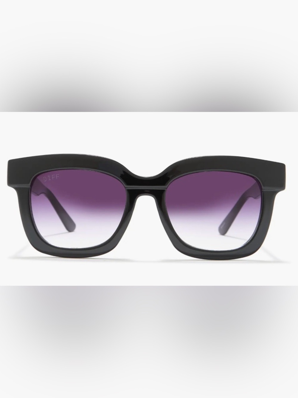 DIFF NWT Black Frame Sunglasses with Purple Gradient Lenses